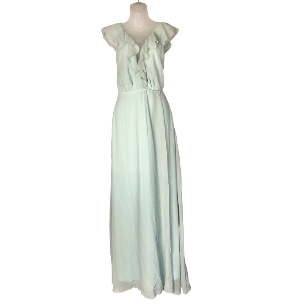 BooHoo Light Blue Chiffon Wrap Formal Maxi Dress 6